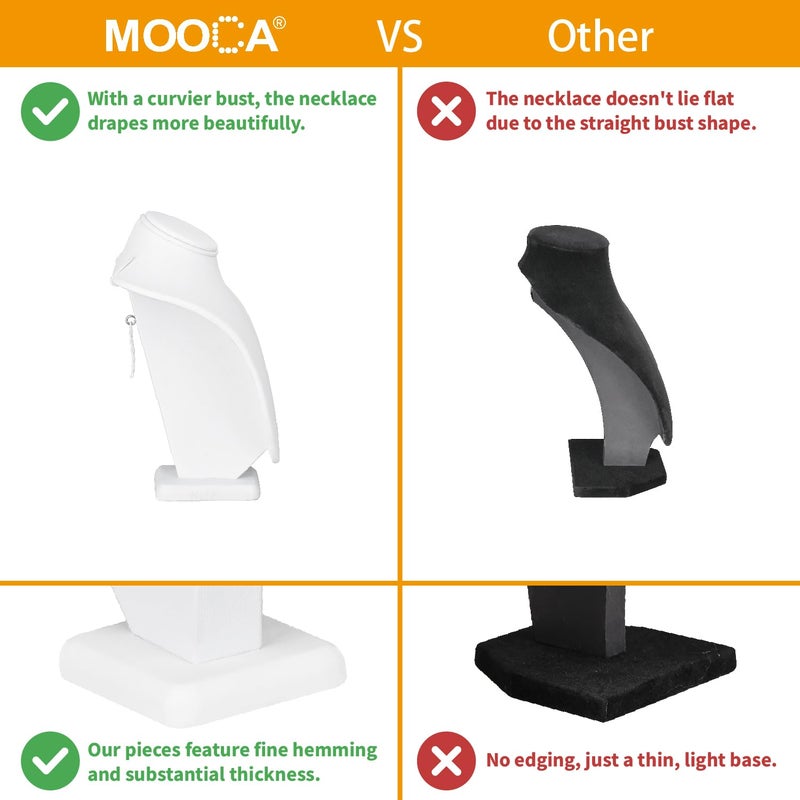 MOOCA 2 Pcs Small Necklace Chain Jewelry Bust Display Holder Stand, Necklaces Display Mannequin, Jewelry Bust Stand 7 1/4 in H, White Leatherette - Image 5